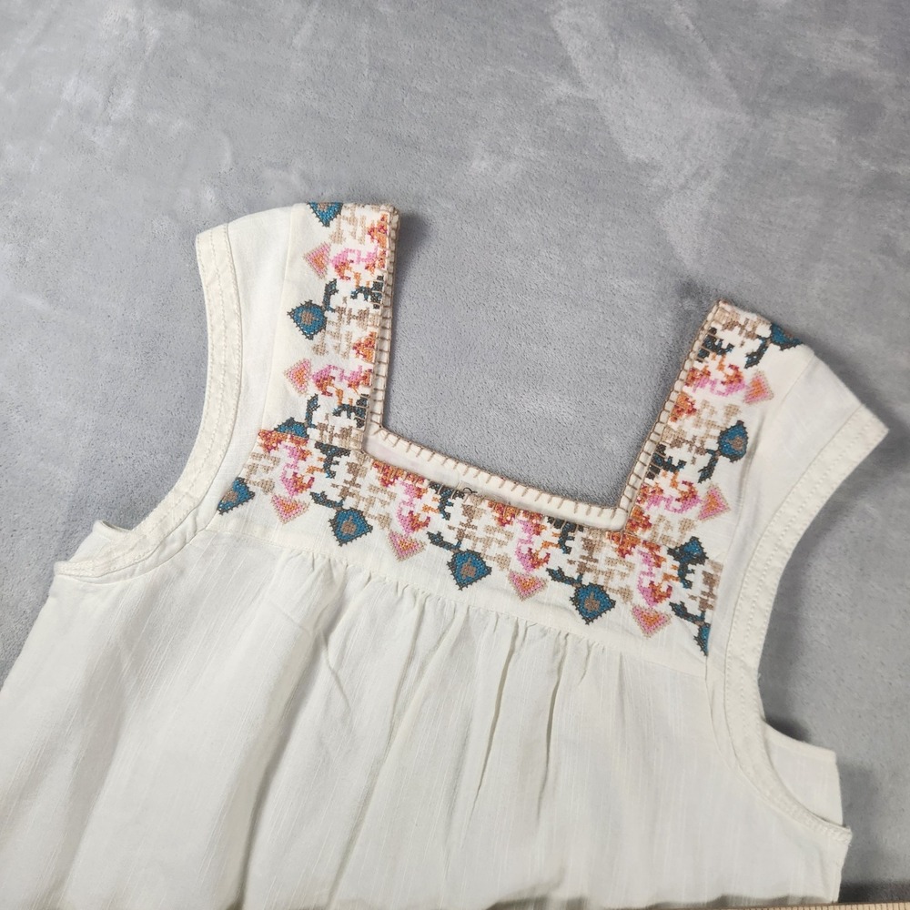Faherty Hailee Dress Womens S White Organic Cotton Embroidered Boxy Boho Preppy - Picture 5 of 7